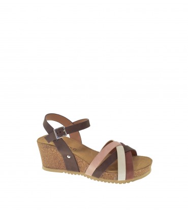 SANDALIA CUÑA ARMONY MARRON