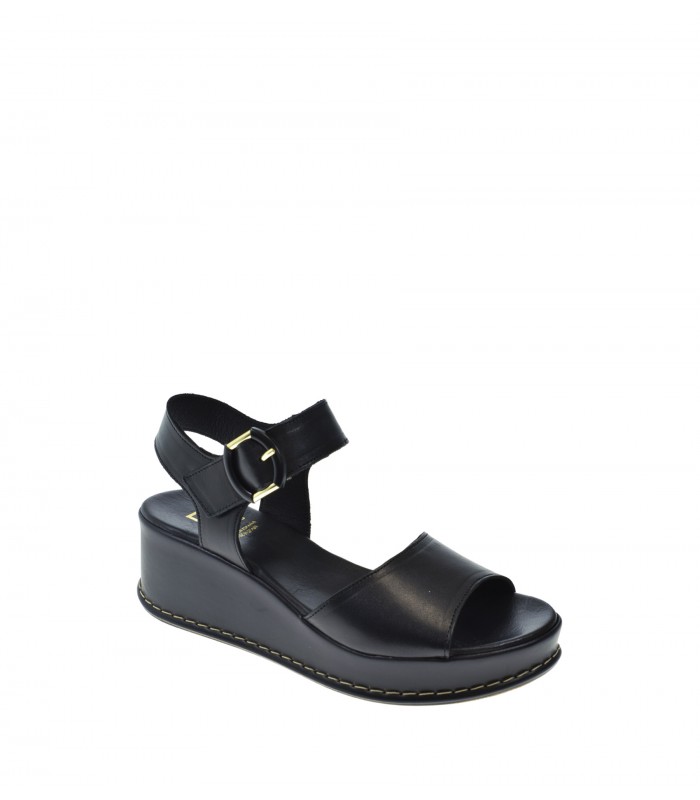 SANDALIA CUÑA FLUCHOS NEGRO