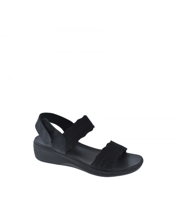 SANDALIA CUÑA SKECHERS NEGRO