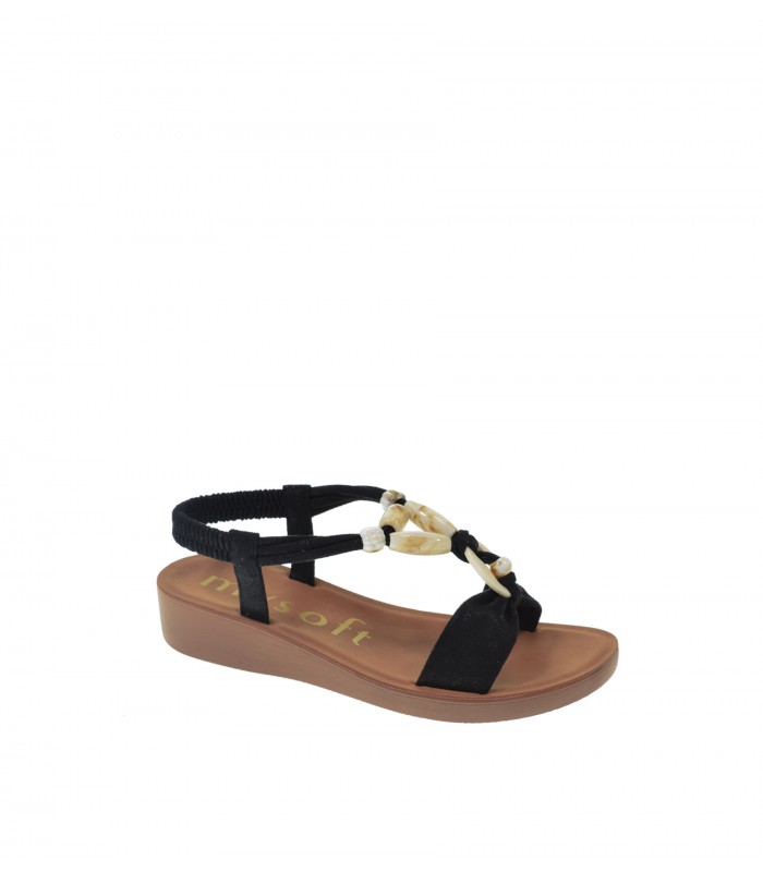SANDALIA CUÑA MYSOFT NEGRO